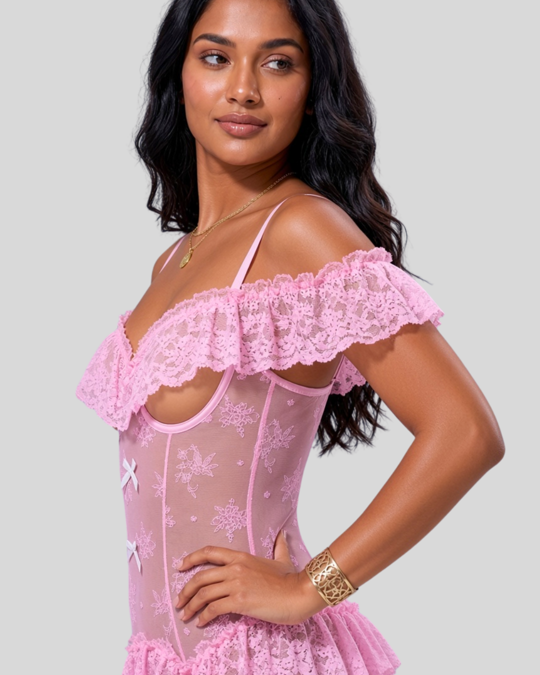 Petal Reverie Ruffle Lace Teddy