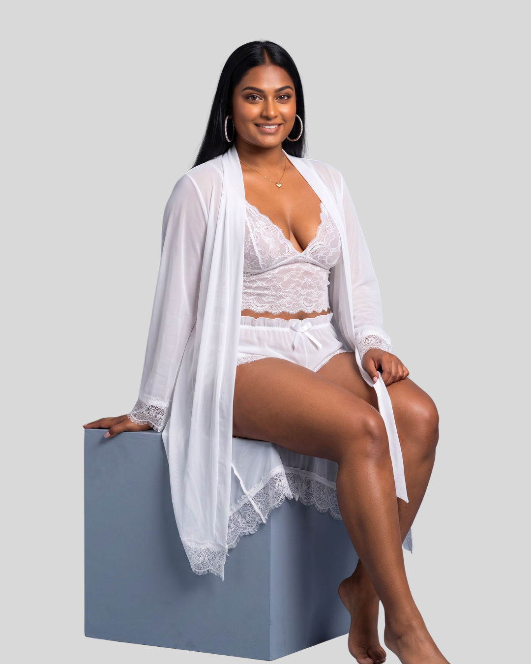Serene Lace Lounge 3-Piece Sleepwear Set - Plus size