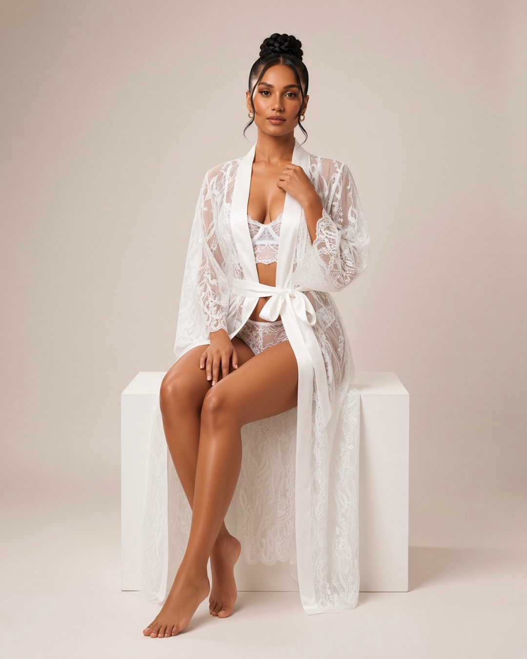 Amira Sheer Lace Robe