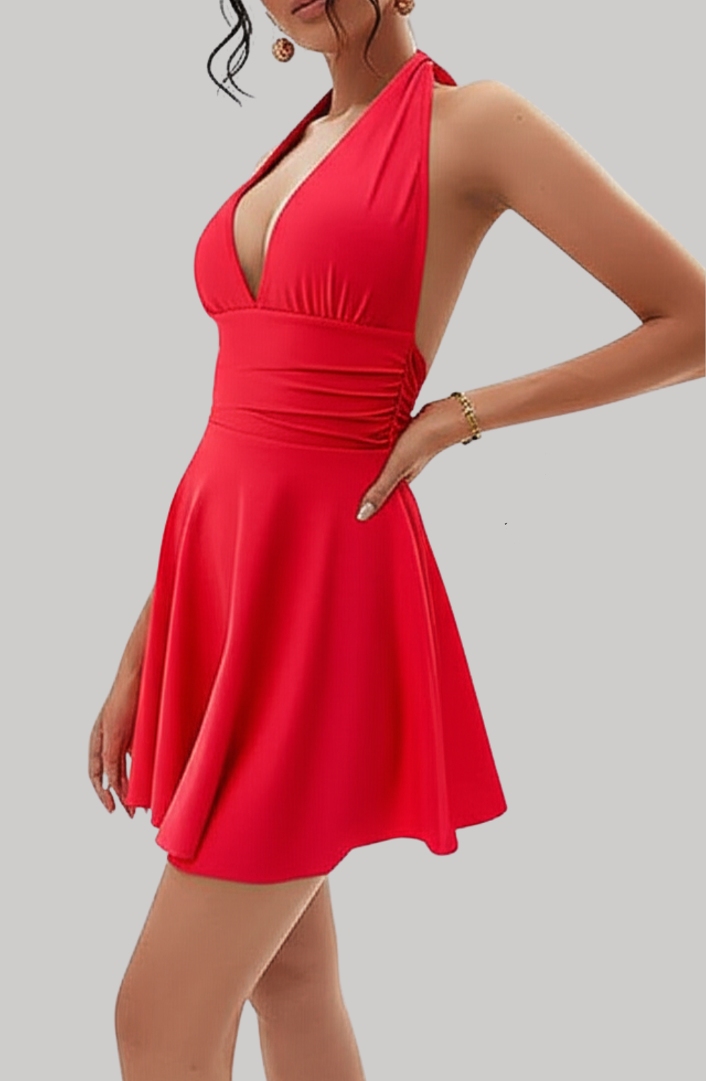 Bare Halo V-Neck Mini Dress