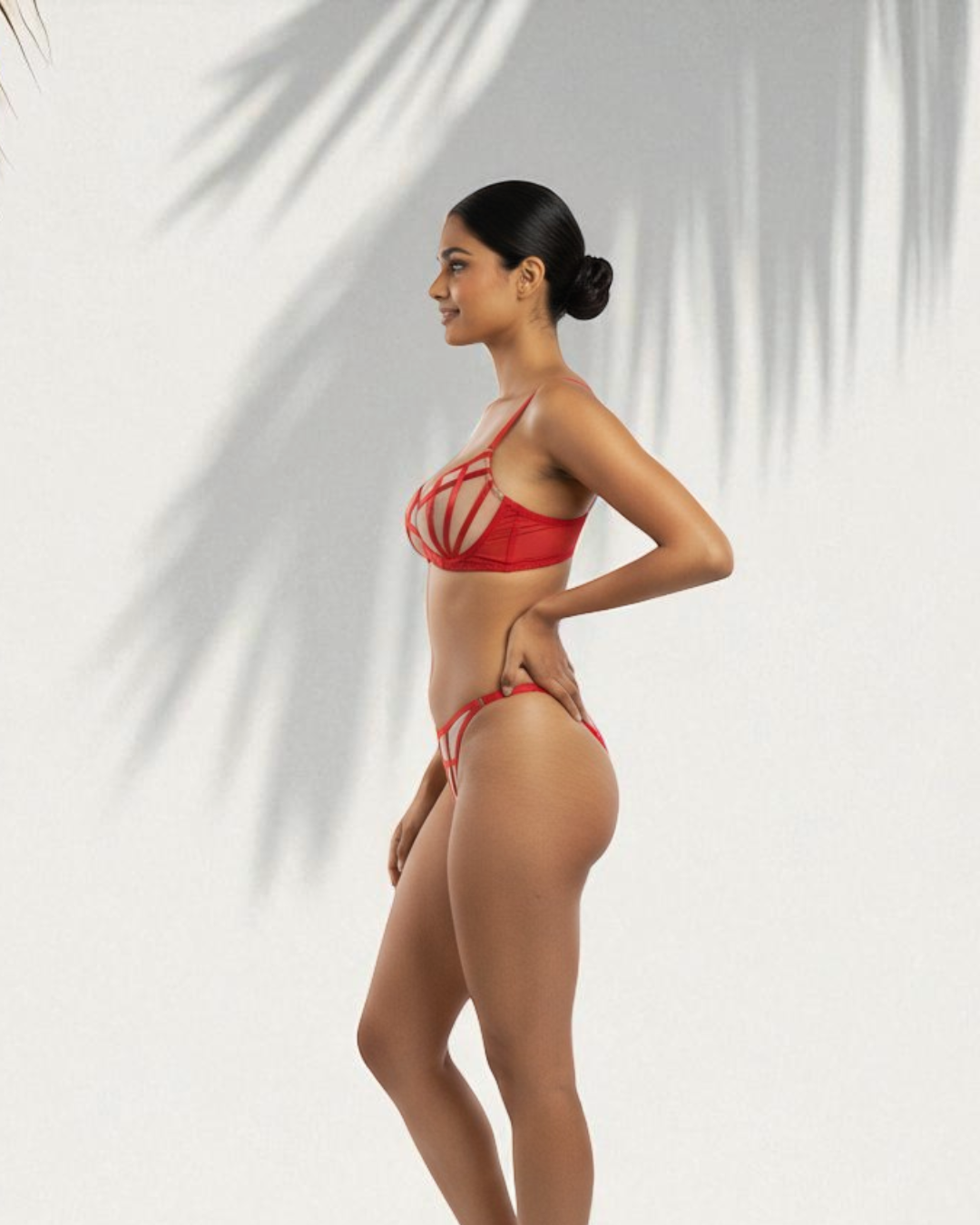 Crimson Cage Bra and Panty Set