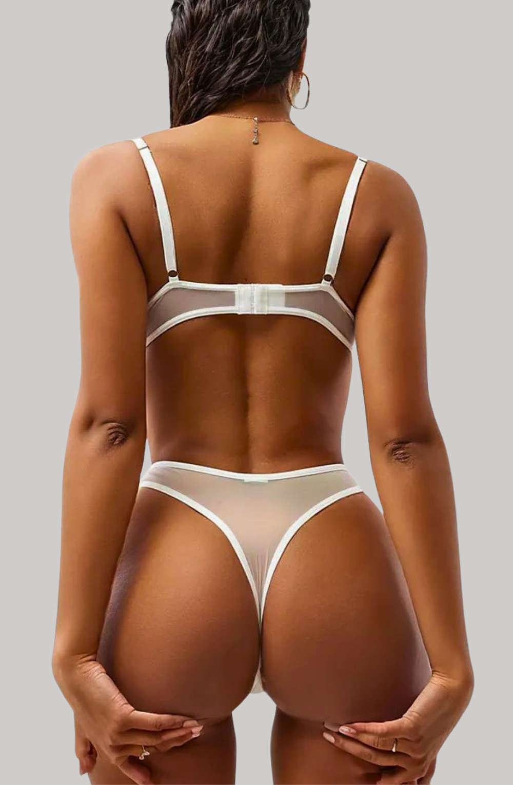 Ethereal Mesh Embroidered Bra and Panty Set