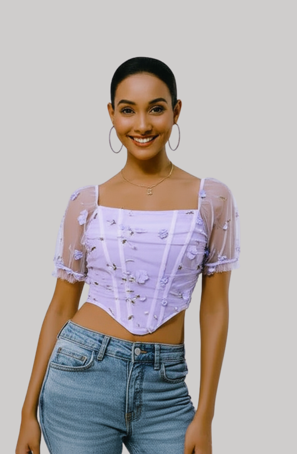 HaloLace Double-Mesh Corset Top