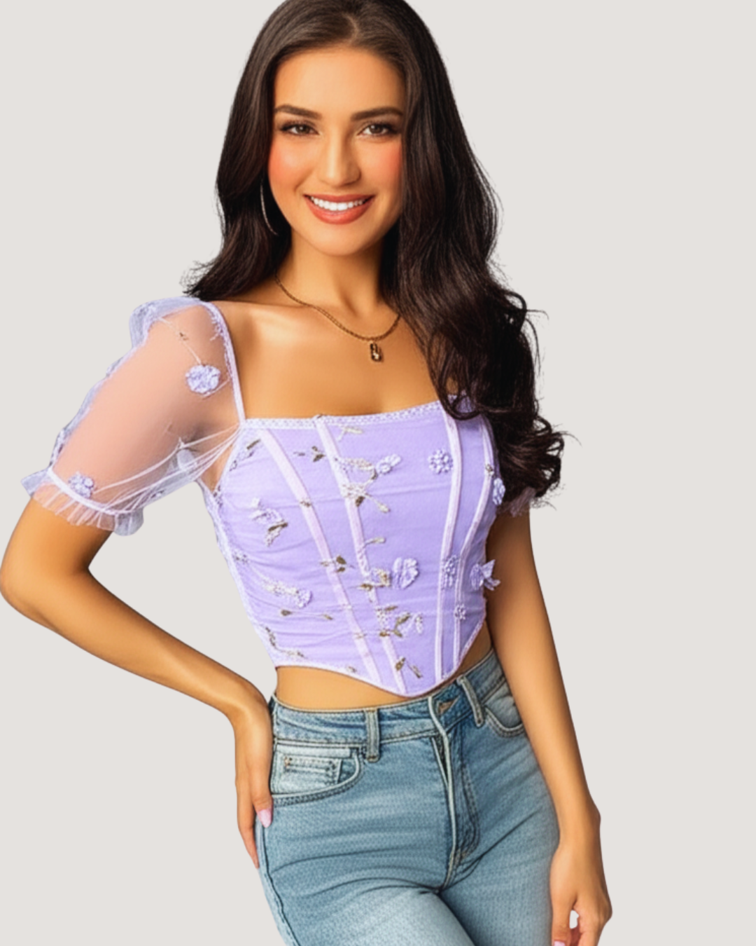 HaloLace Double-Mesh Corset Top