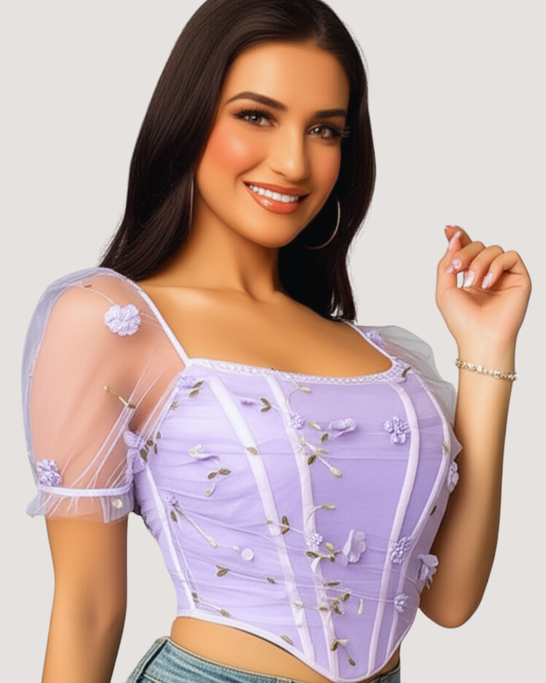 HaloLace Double-Mesh Corset Top