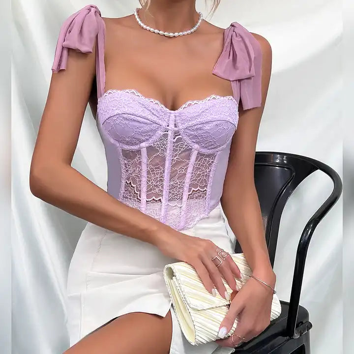Hollow Strap Sleeveless Corset Top