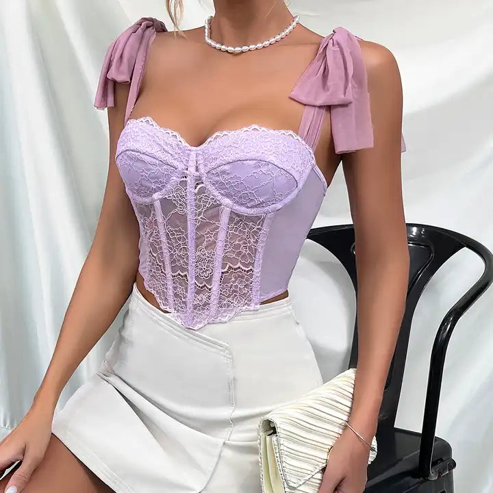 Hollow Strap Sleeveless Corset Top