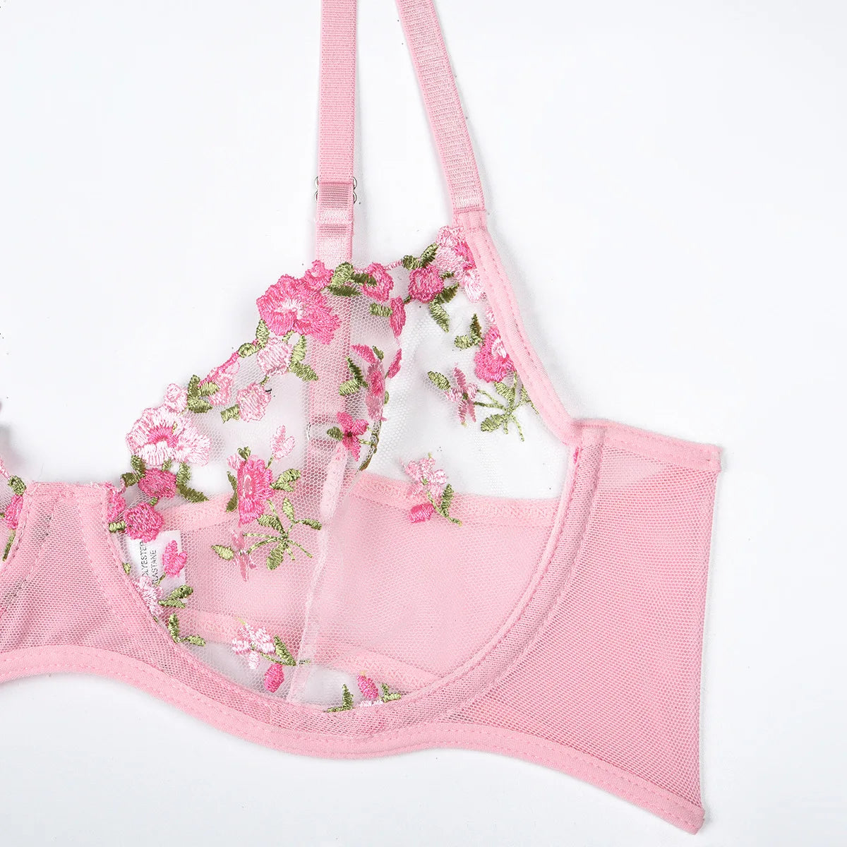 Ethereal Mesh Embroidered Bra and Panty Set