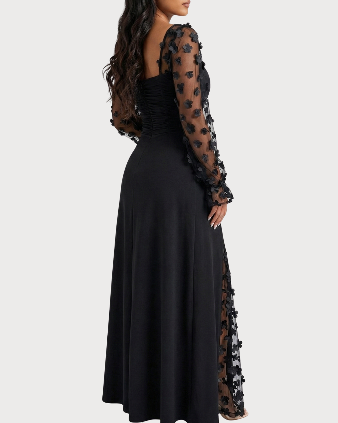 Kiyara Floral Sleeve Evening Dress