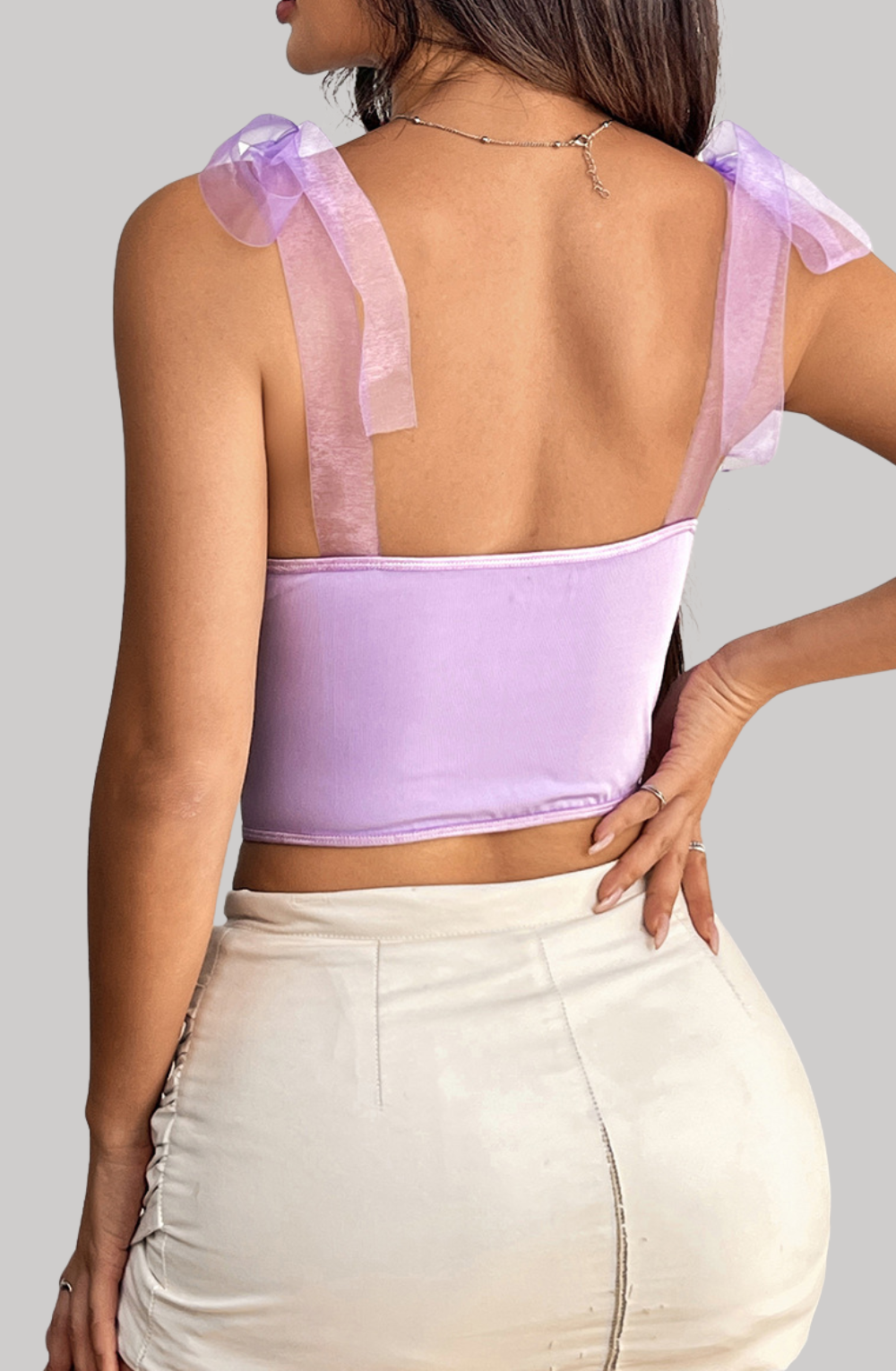 Lace Delight Ribbon Mesh Corset Top