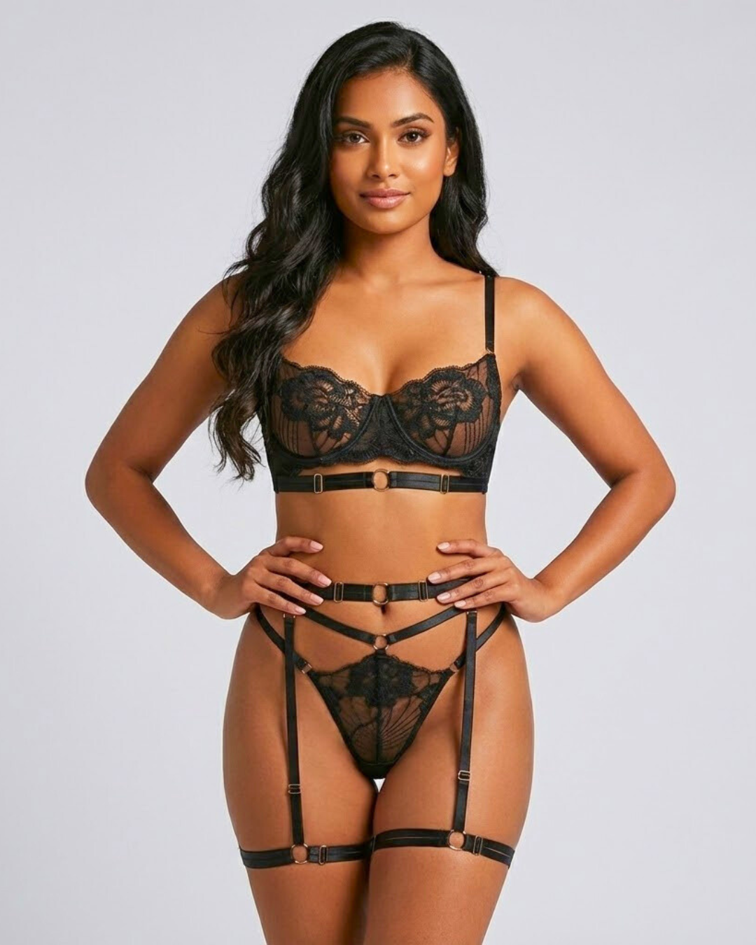 Lace Dominion Harness Lingerie Set