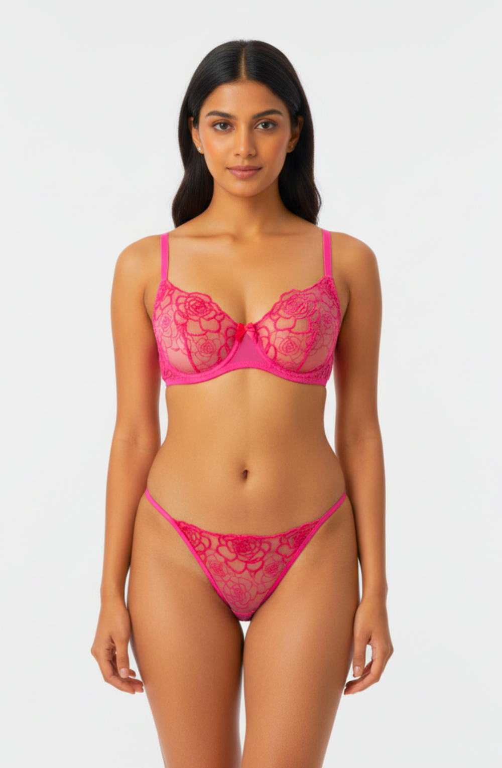 Lace Garden Mesh Embroidery Bra and Panty Set