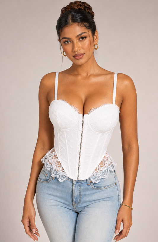 Léonie Lace-Peplum Corset Top
