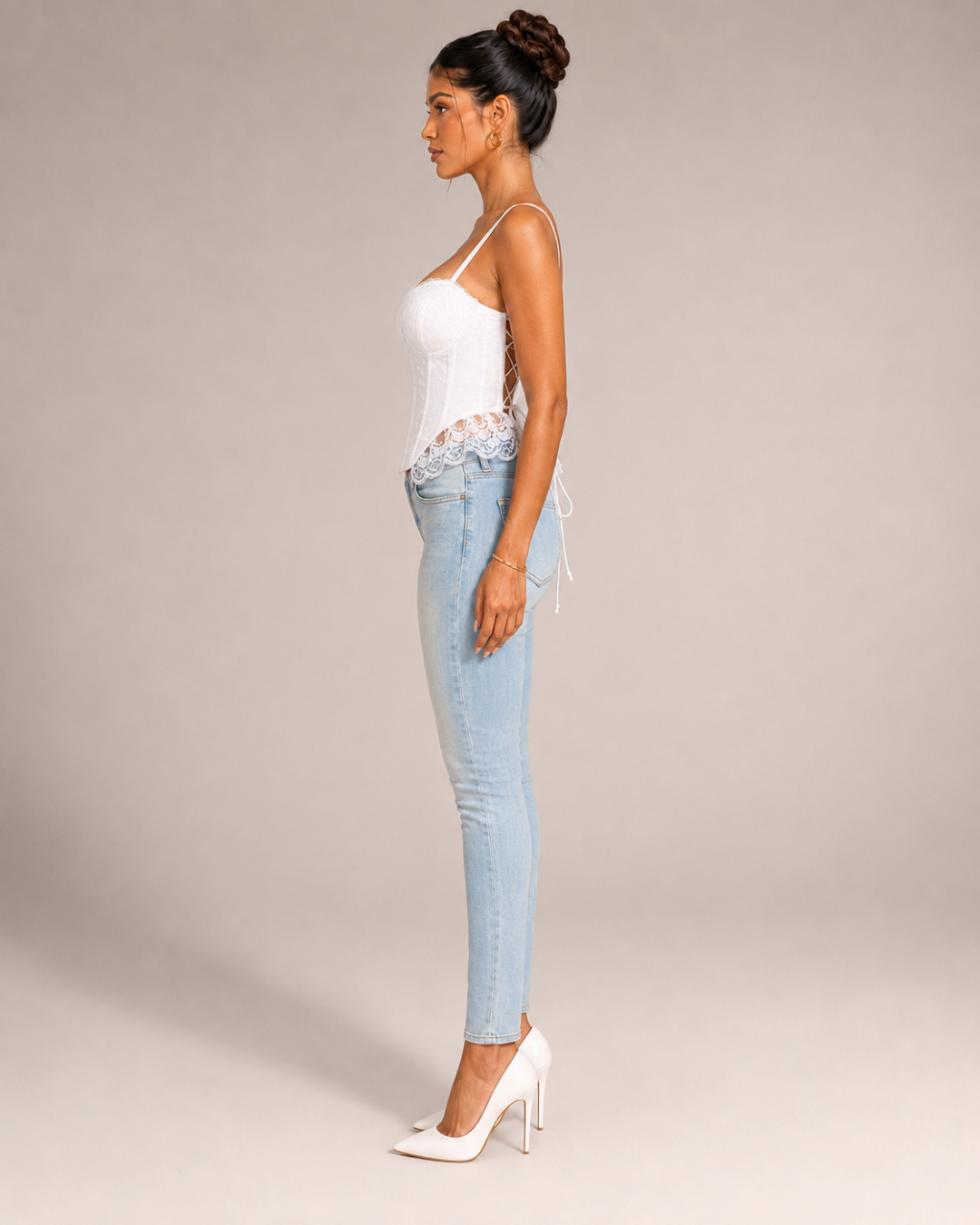 Léonie Lace-Peplum Corset Top