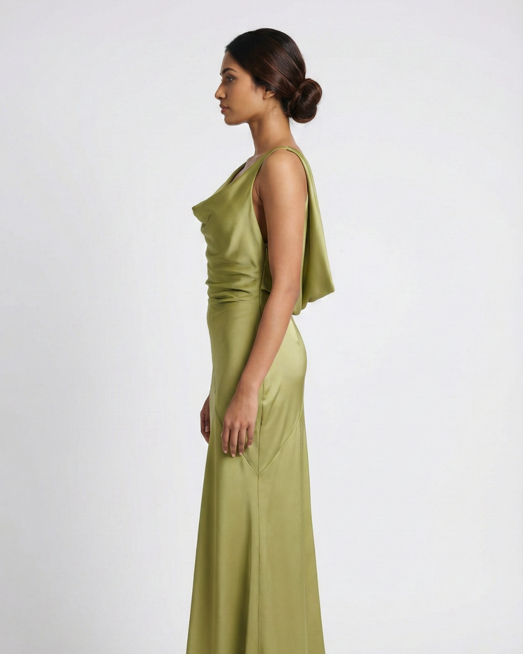 Liyana Satin Cowl Neck Maxi Dress