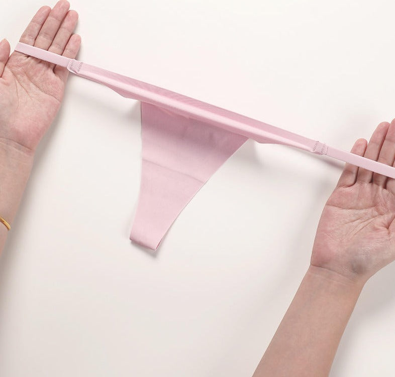 Thin Band Seamless Low Waist Ice Silk Thong