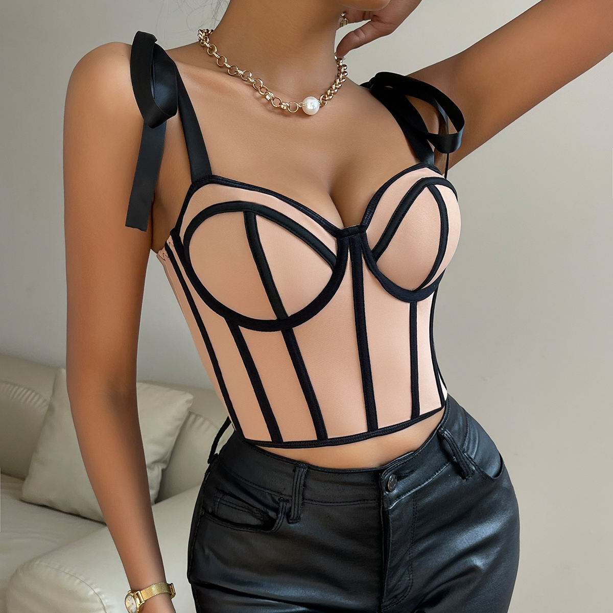 Chic Lace-Up Backless Corset Top