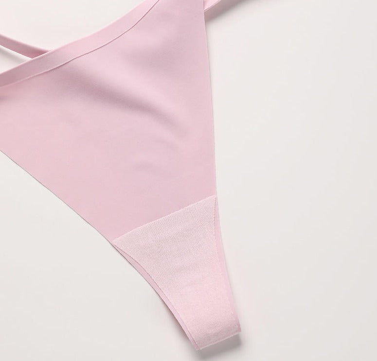 Thin Band Seamless Low Waist Ice Silk Thong