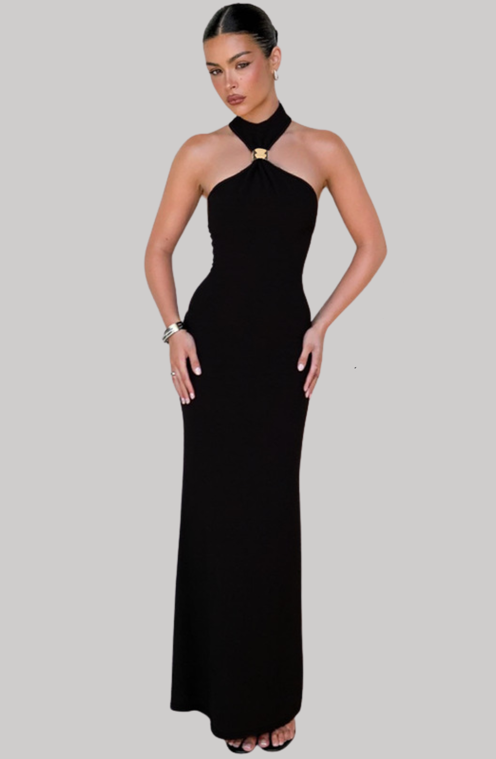 Midnight Halo Halter Dress