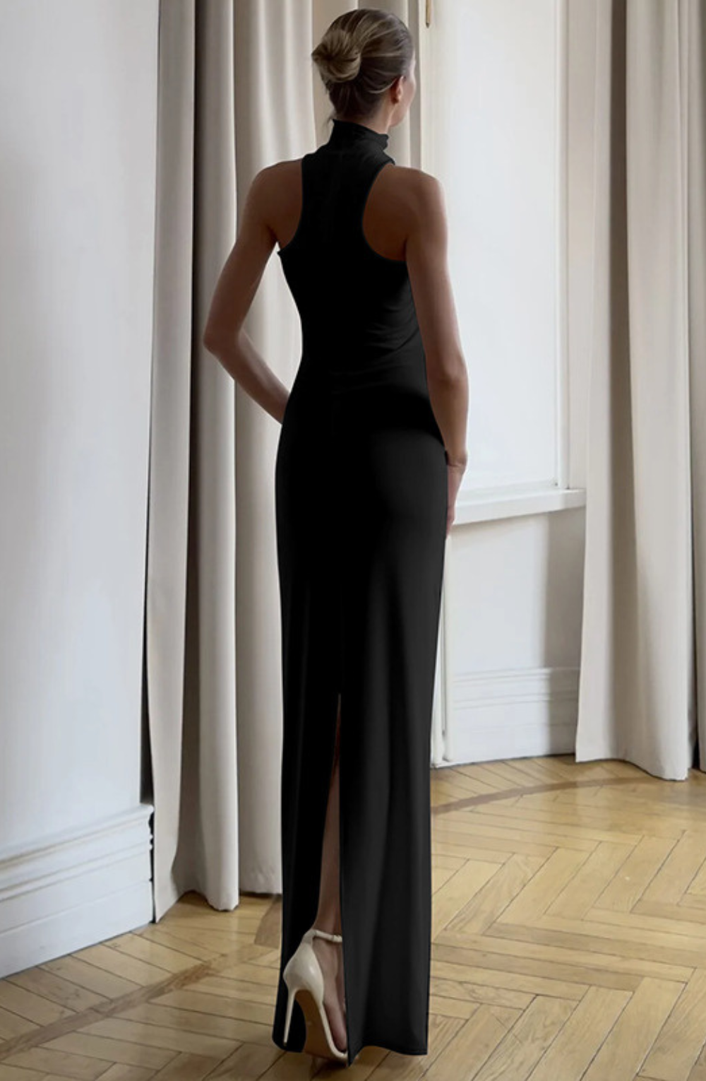 Midnight Halo Halter Dress