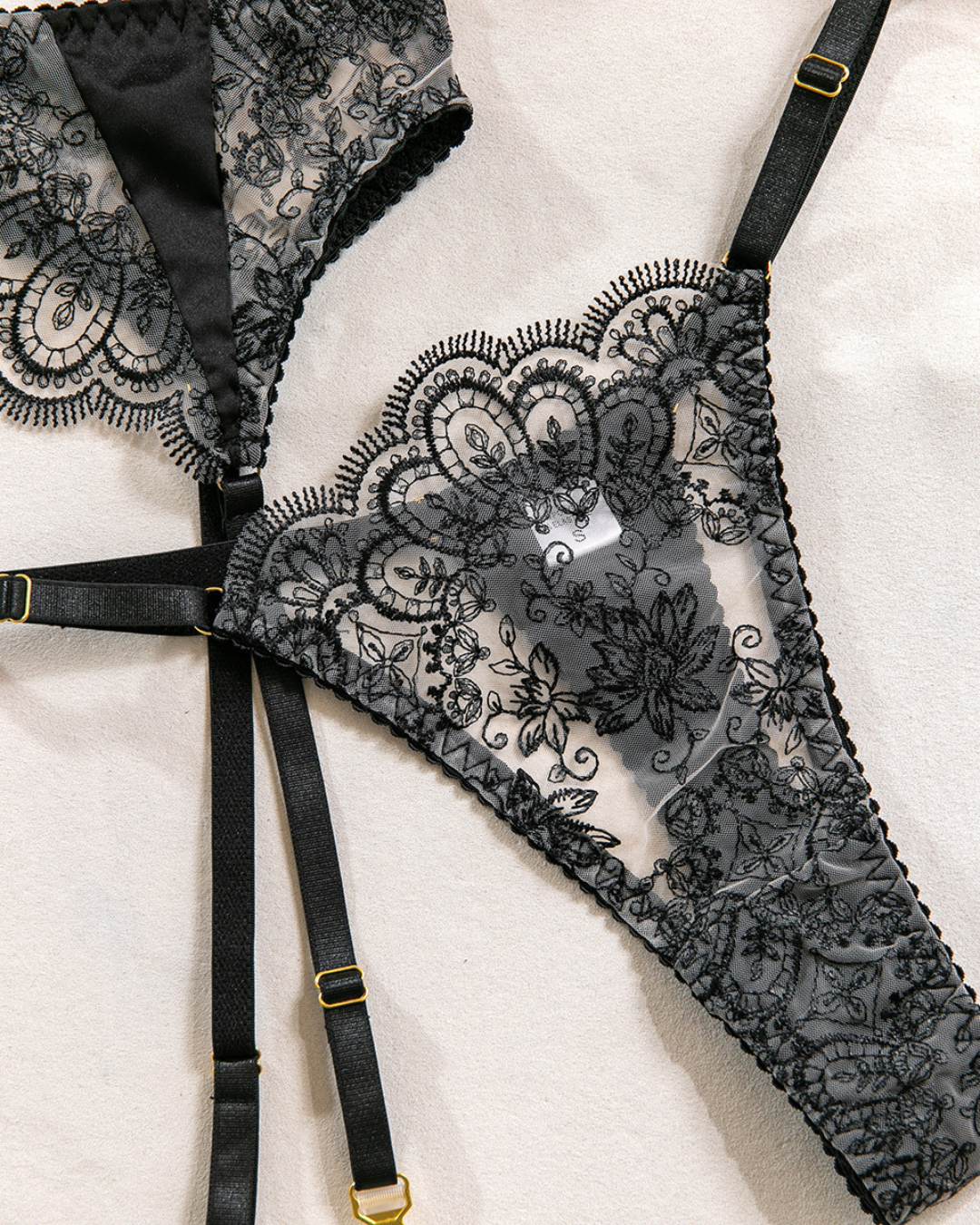 Midnight Baroque Lace Lingerie Set