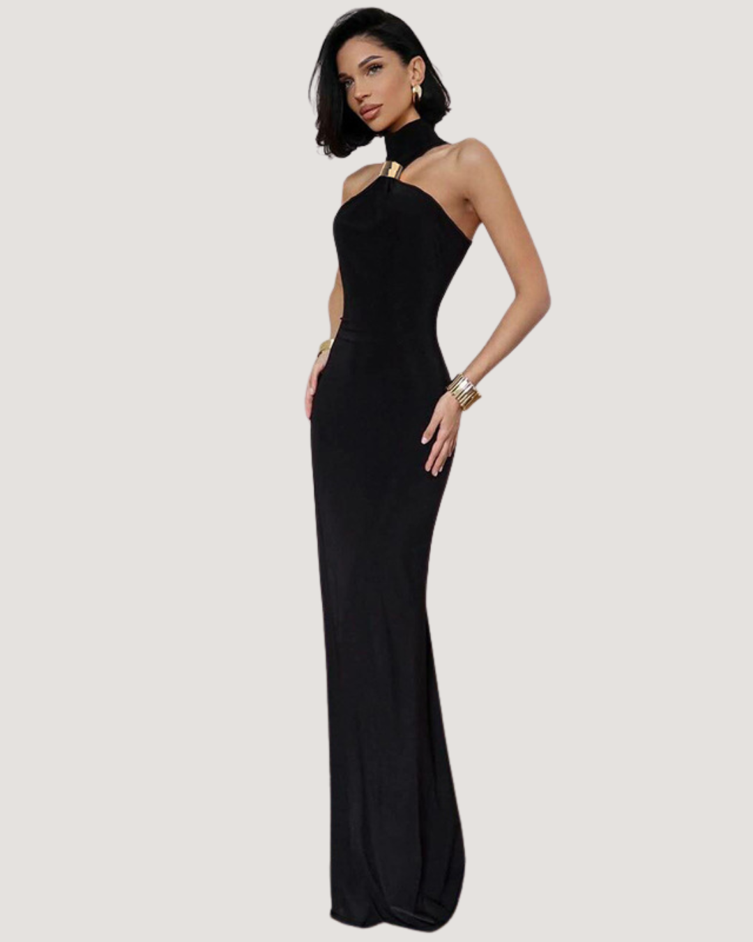 Midnight Halo Halter Dress