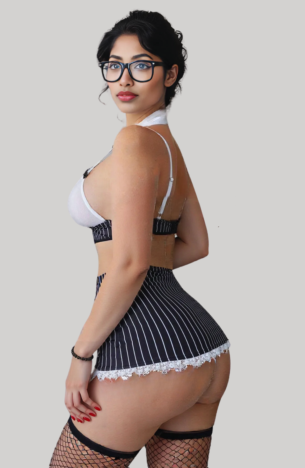 Naughty Stripes Miniskirt Lingerie Set