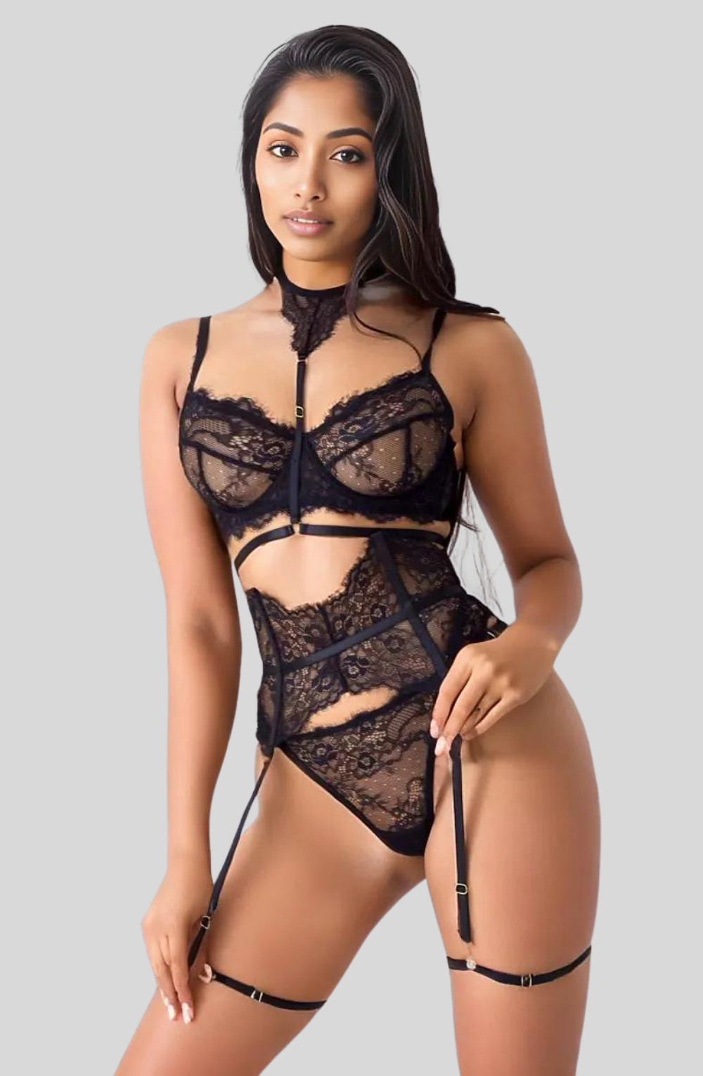 Neck Bandage 4-Piece Lace Lingerie Set | VC SECRET | SRI LANKA Neck Bandage 4-Piece Lace Lingerie Set | VC SECRET | SRI LANKA