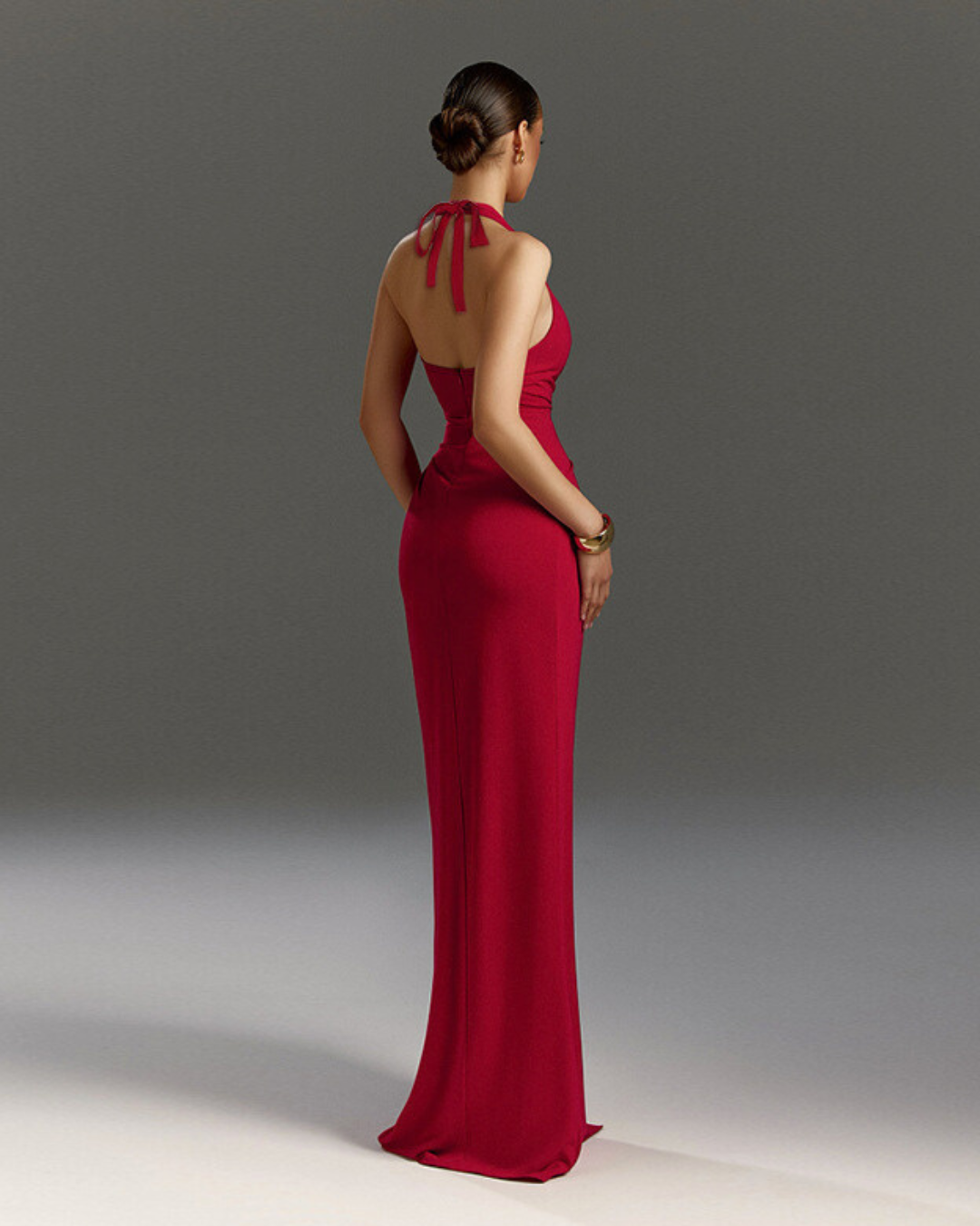 Nightfall Ruched Slit Maxi Dress