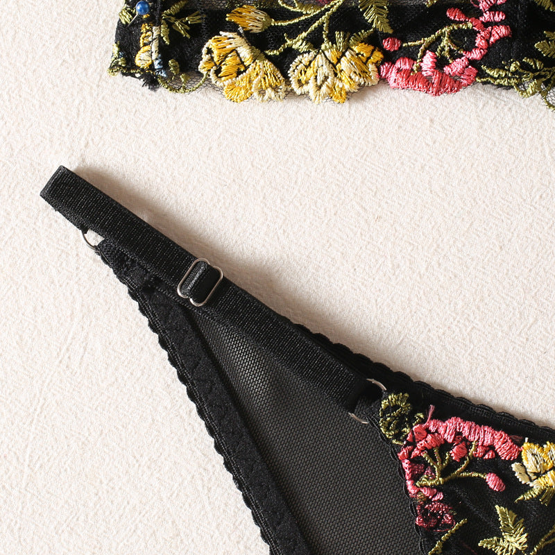 Parisian Bloom Corset Vest Bra and Panty Set