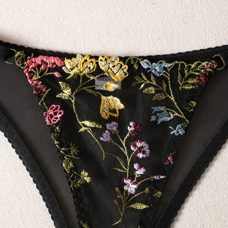 Parisian Bloom Corset Vest Bra and Panty Set