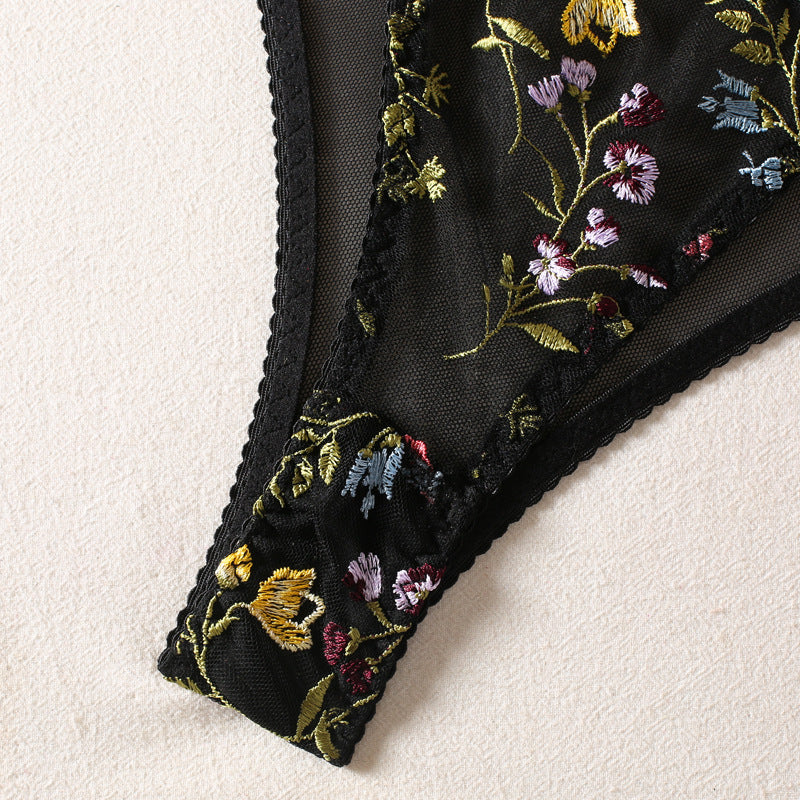 Parisian Bloom Corset Vest Bra and Panty Set