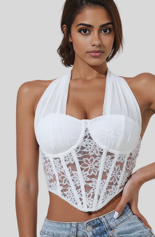 Opulent Lace Halter Corset