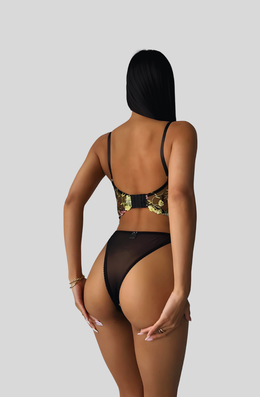Parisian Bloom Corset Vest Bra and Panty Set