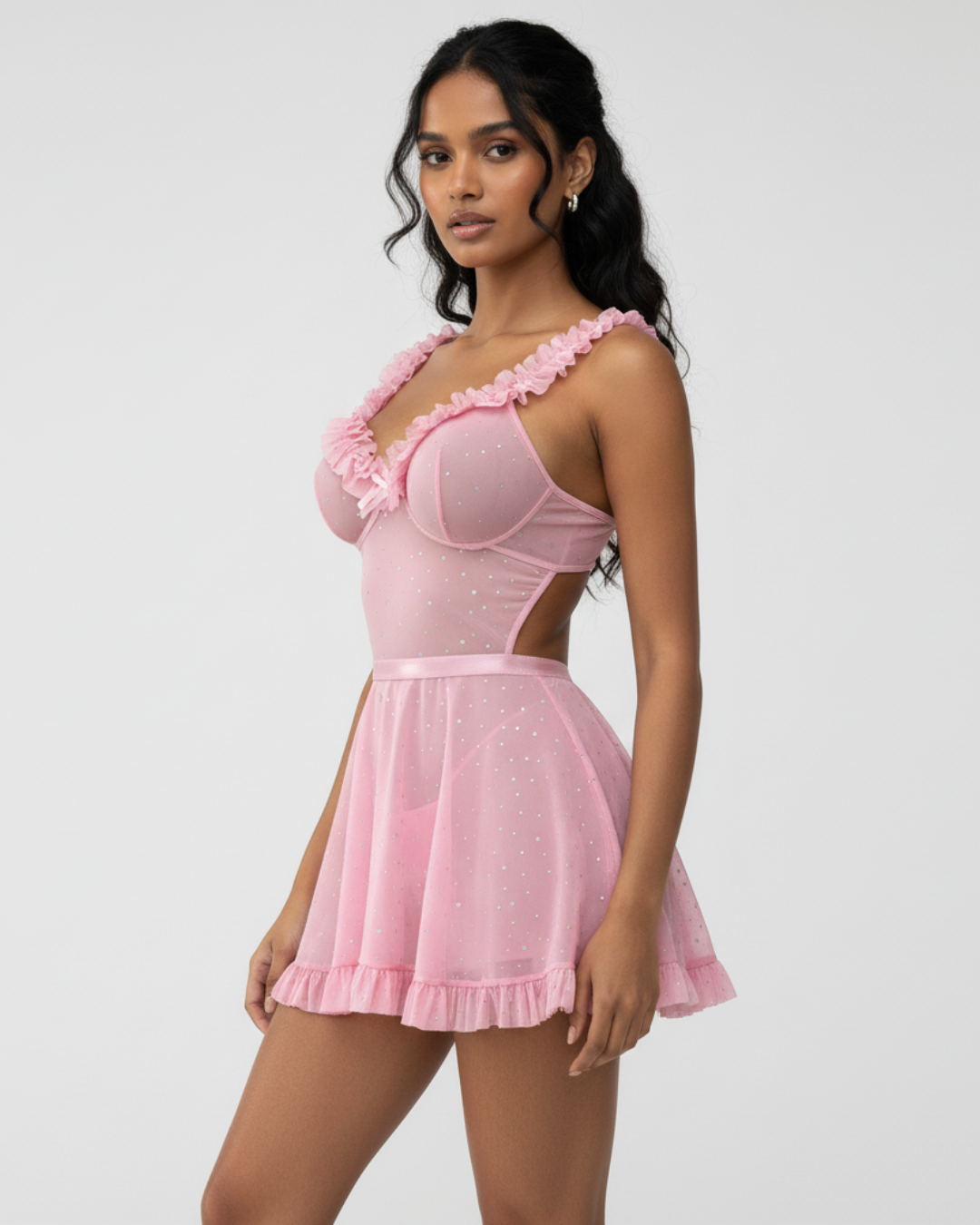 Pink Stardust Ruffle Babydoll