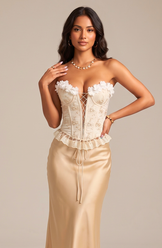 Rosette 3D Floral Corset Top
