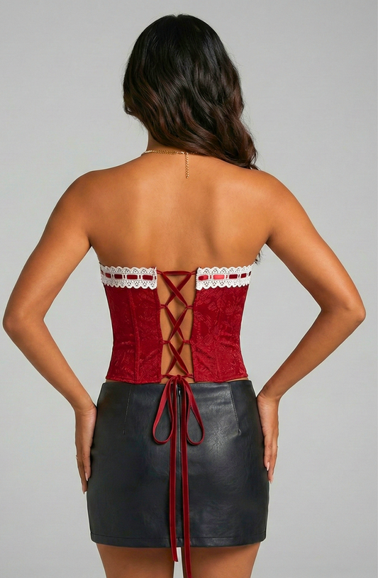 Rubina Lace-Trim Jacquard Corset