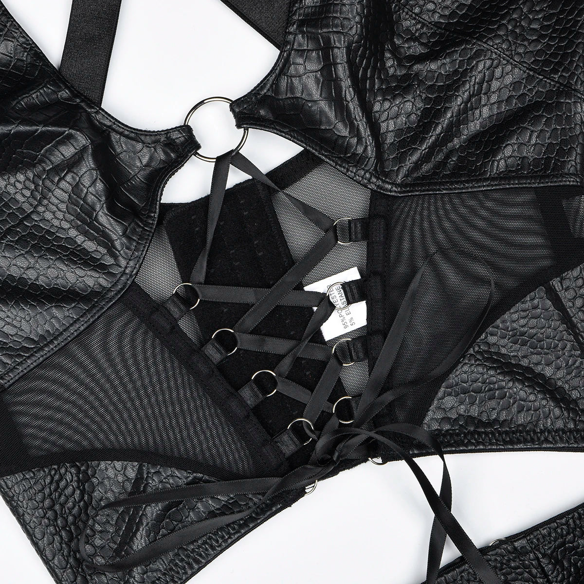 Cross Bra Coquette Mini Skirt Lingerie Set