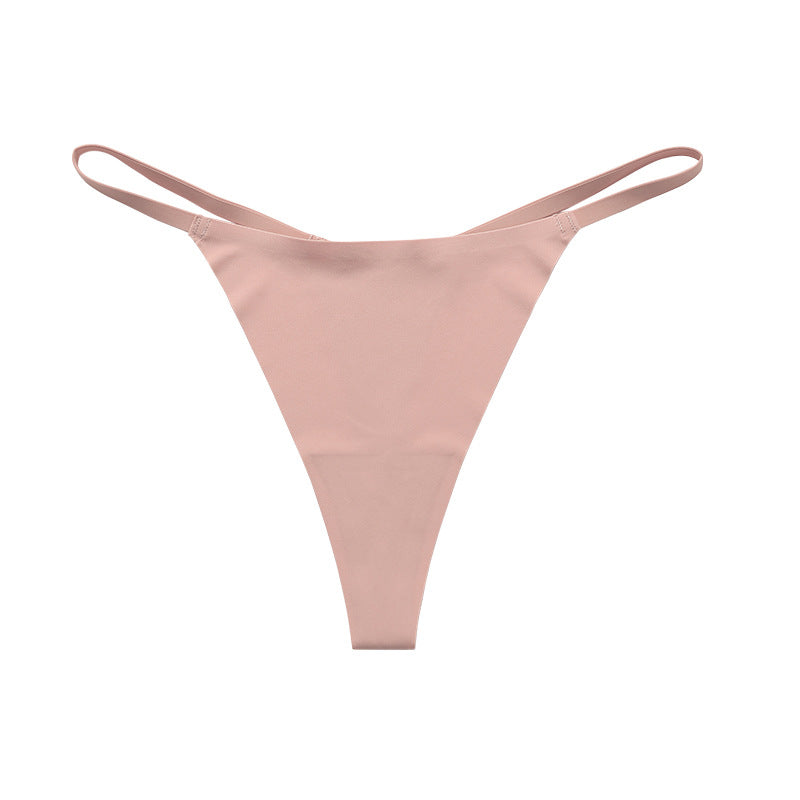 Thin Band Seamless Low Waist Ice Silk Thong