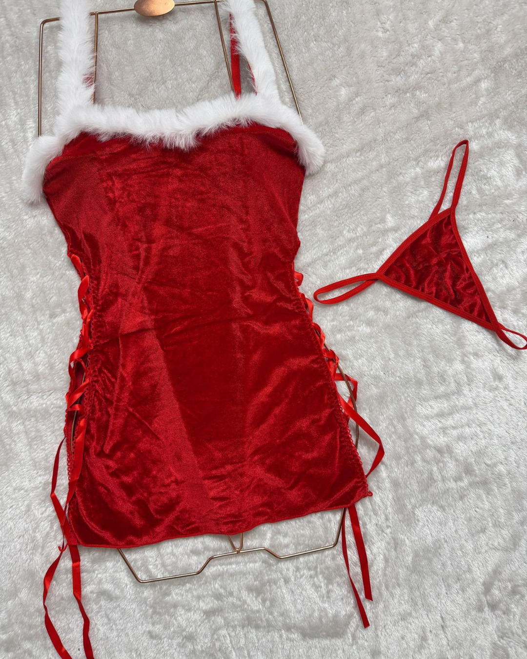 Santa's Crush Velvet Side-Tie Babydoll Dress