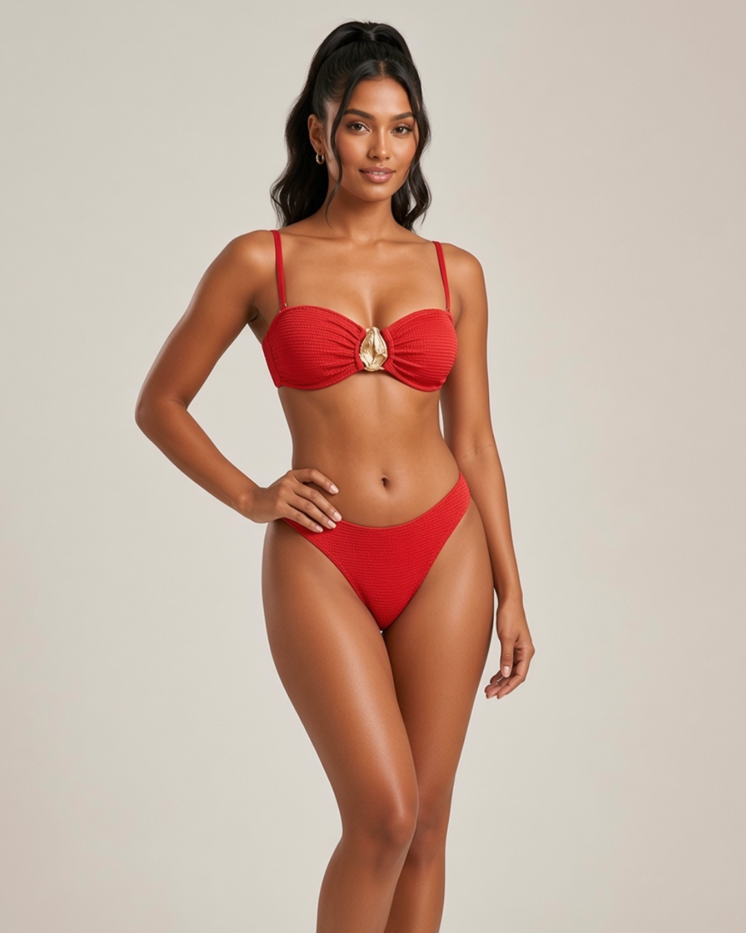 Seashell Muse 3-Piece Bikini Set - Red