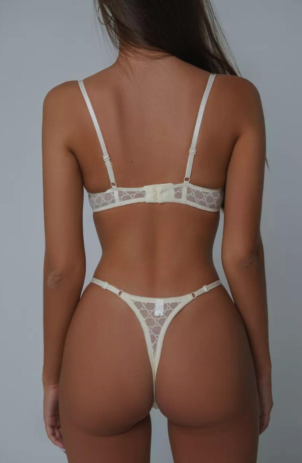 Sensual Sheer  Deep V Bra and Thong Set