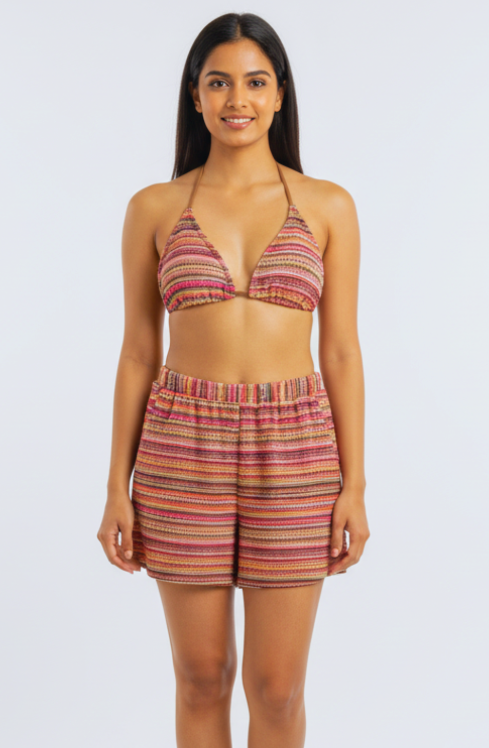 Sunset Stripe 3-Piece Bikini Set