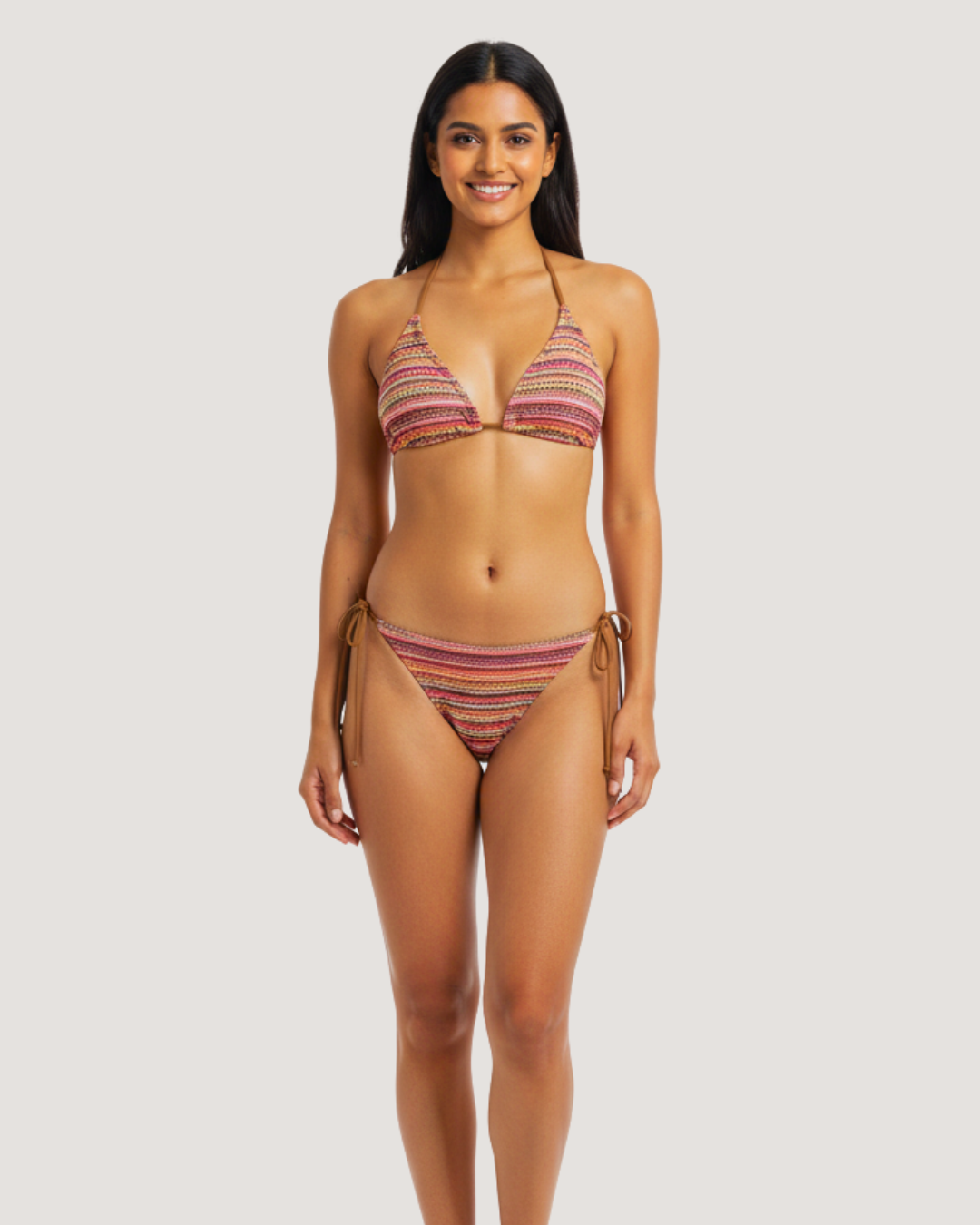 Sunset Stripe 3-Piece Bikini Set