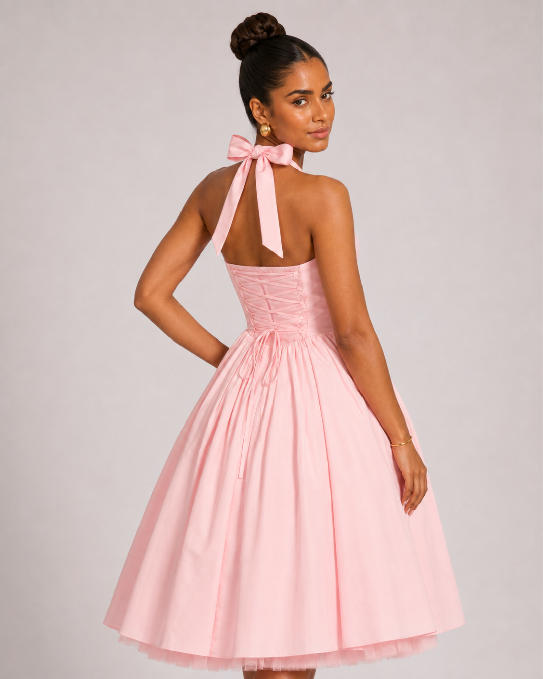 The Colette Halter Midi Dress - Pink