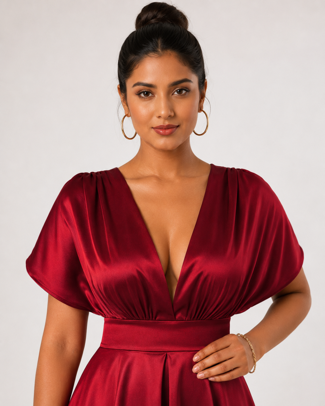 The Solène Draped Flare Mini Dress - Wine Red