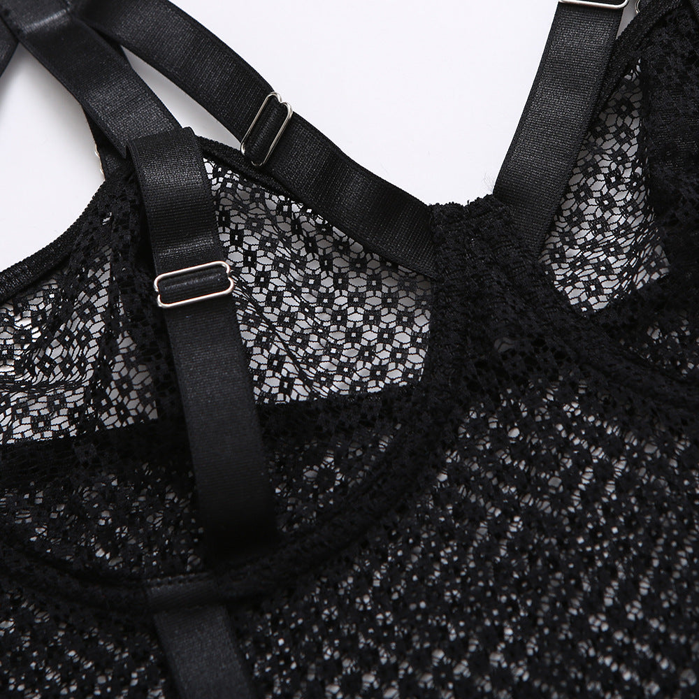 Open Crotch Mesh Teddy Bodysuit
