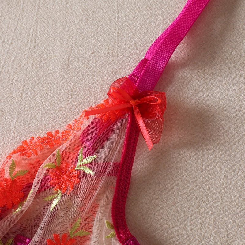 Vibrant Bloom Bra and Panty Set