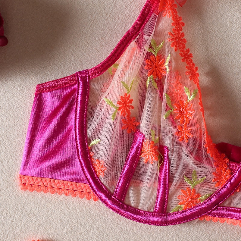 Vibrant Bloom Bra and Panty Set
