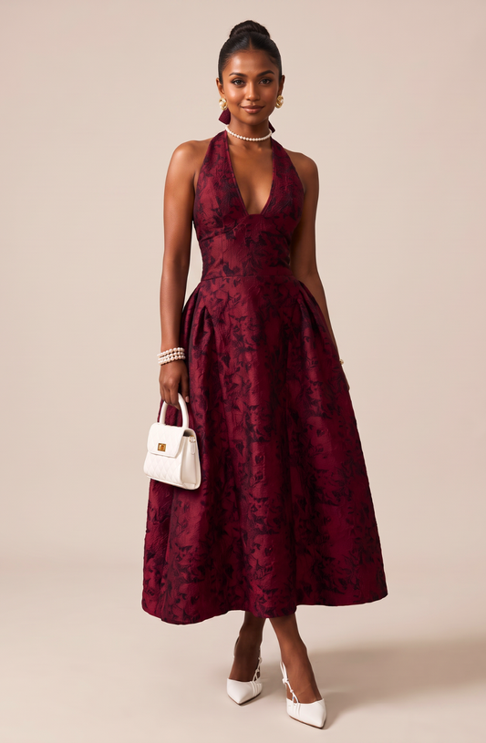 Ariella Sculpted Flare Midi Dress
